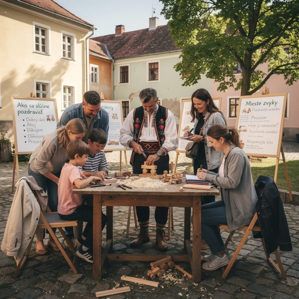 A picturesque view of a historic street in Bratislava, showcasing colorful buildings and cobblestone pathways.