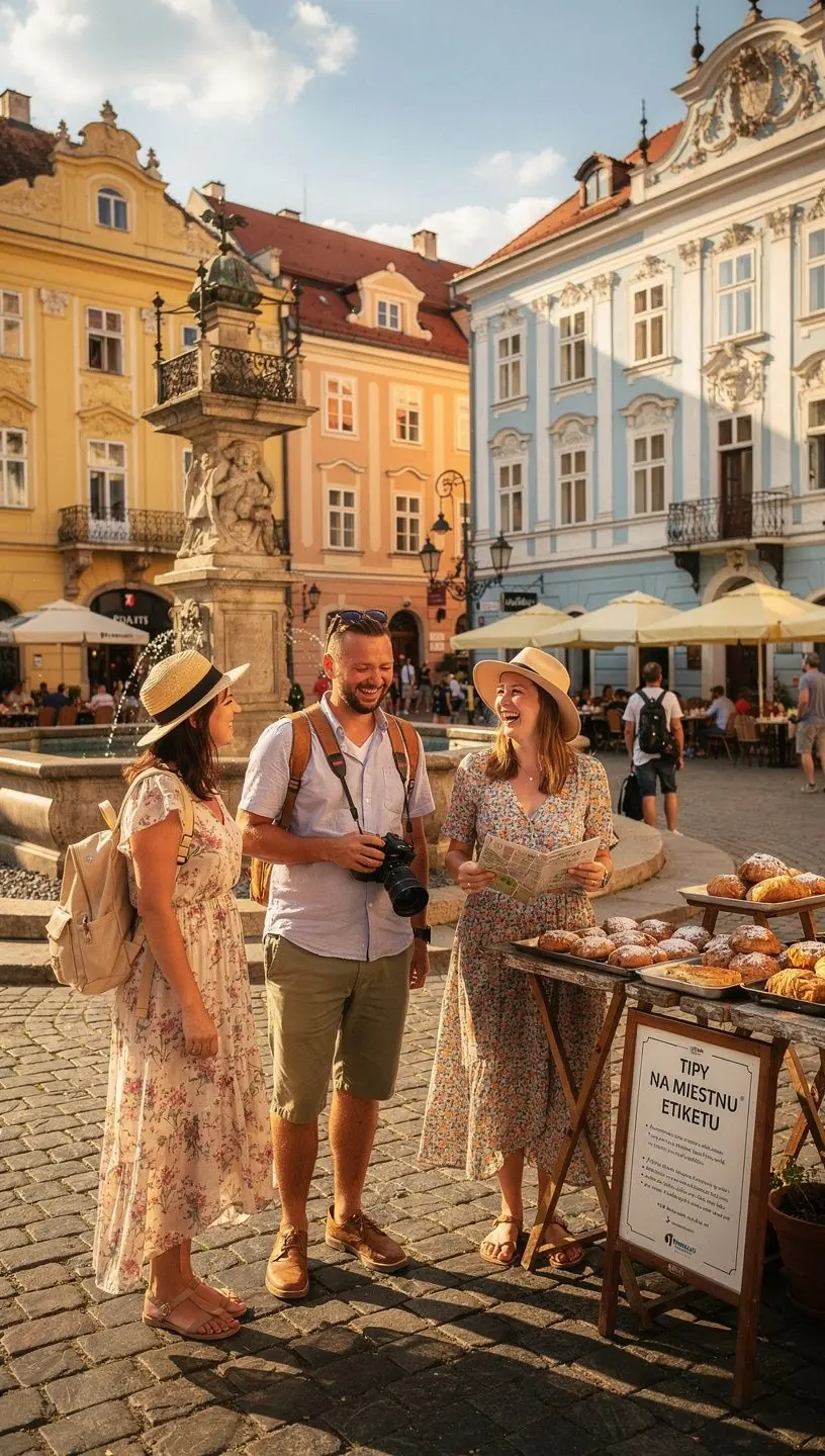 A scenic landscape photo of the Slovak countryside, highlighting traditional houses and rolling hills under a clear sky.